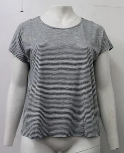 Ex-Seasalt White Mix Short Sleeved Black Stripe Top-UK18 - Picture 1 of 5