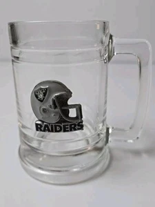 NFL Oakland/ Los Angeles/Las Vegas Raiders Heavy Glass Barware Mug Pre-Owned - Picture 1 of 10