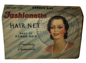Fashionette Haarnetz dunkelbraun #401 Bobbed Size Double Mesh Echthaar 1940’s - Bild 1 von 3