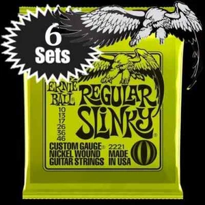 6er-SETS Ernie Ball Regular Slinky nickelumwundene Saiten für E-Gitarre 10-46 2221 - Bild 1 von 4