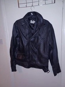 TOPMAN Mens Leather Jacket Black 2XL RRP £75 - Picture 1 of 3
