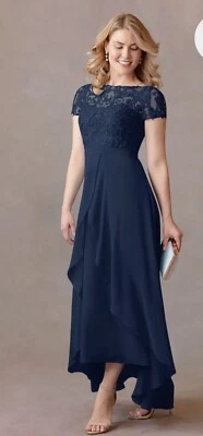 AZAZIE  / JJ’s House MAMIE Dark Navy A-Line Lace Chiffon Sequin Dress Size 16W - Image 1 of 4