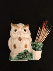 Vintage Made In Japan Owl Bird Toothpick Tooth Pick Holder - Picture 1 of 6