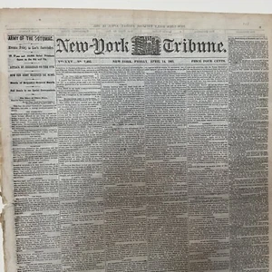 Civil War Newspaper: New York Tribune April 14, 1865 Day Lincoln Assassinated - Picture 1 of 5