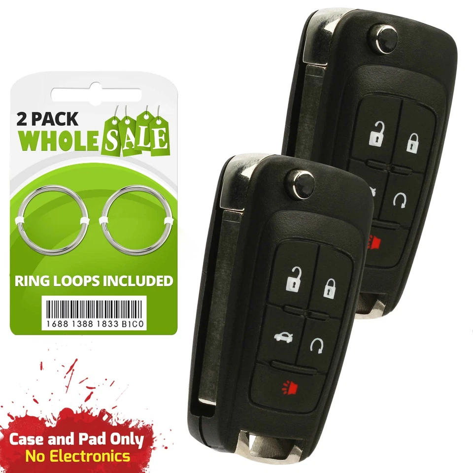 2 Replacement For 2014 2015 2016 2017 Chevrolet Impala Limited Flip Key Fob Case - Изображение 1 из 4