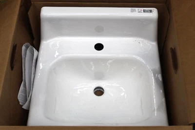 Fregadero de baño cuadrado montado en la pared de hierro fundido KOHLER K-2805-0, blanco, 18 x 17 pulgadas Foto 1 de 4