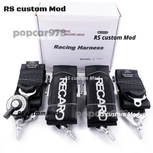 Cinturón de seguridad de carreras negro RECARO 4 puntos 3" arnés a presión para cinturón de seguridad de liberación rápida - Imagen 1 de 8