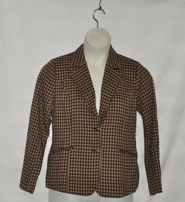 Blazer Joan Rivers Manga Larga Pata de Gallo Talla 8 Camel/Negro Foto 1 de 2