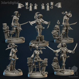 Crewmembers Female(x6)/Female Pirates/Mordheim/Dungeons and Dragons/3DartDigital - Picture 1 of 7