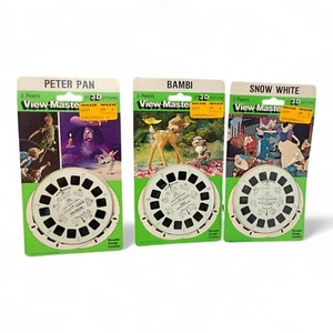 Lote De 3 Carretes Maestros Vista 3D Disney De Colección Peter Pan Bambi Blancanieves Nuevo De Lote Antiguo - Imagen 1 de 8