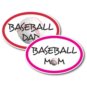 Baseball Mom and Baseball Dad Combo Pack Oval Magnet Decal, 4x6 Inches - Picture 1 of 7