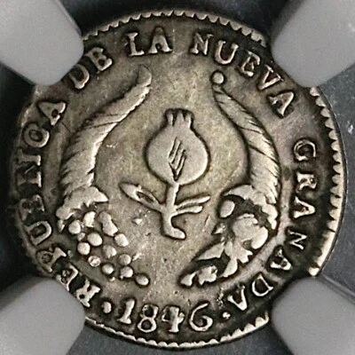 1846-UE NGC VF 30 Nueva Granada Colombia 1/2 Real Popayan Silver Coin (21122902C - Image 1 of 4