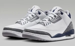 Nike Jordan 3 Retro White Midnight Navy Sneakers CT8532-140 Size US 10.5 - Picture 1 of 7