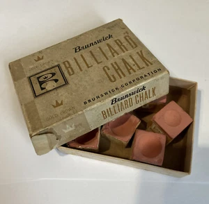 6Pc Vintage Brunswick Coral Pink Pool Chalk with Original Box - Imagen 1 de 5