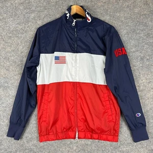 Champion USA Embroidered Windbreaker Jacket Adult Medium Red Blue Orange Rare - Picture 1 of 16