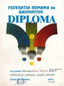 Rumänien, 1995, Rumänischer Badmintonverband Diplom - Bild 1 von 1
