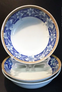 Seltene Designer Giovanni Valentino 3 blaue Blumen Lilie geprägte Schalen 8,25" x 3,25" - Bild 1 von 11