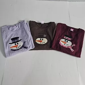 LAT Snowman Patch Long Sleeve Women's T-Shirt - Picture 1 of 22