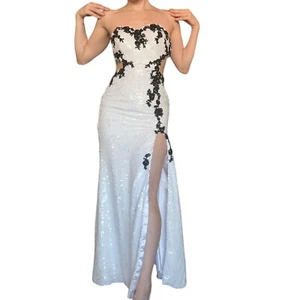 Vestido de fiesta vintage Y2K 'RJ Crush' blanco lentejuelas vestido formal novia XXS - Imagen 1 de 7