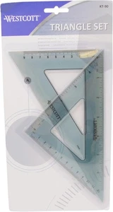 Juego de triángulos C-Thru 6"-45°/90° 8"-30°/60° borde biselado transparente humo oficina escuela - Imagen 1 de 2