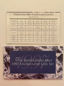 1997 US Mint Uncirculated Coin Set Philadelphia and Denver Mints. 10 Total Coins - Picture 1 of 4
