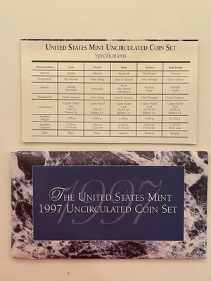 1997 US Mint Uncirculated Coin Set Philadelphia and Denver Mints. 10 Total Coins - Image 1 of 4