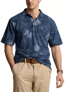 Polo Ralph Lauren maglia polo B&T XLT blu stampa barca a vela nautica $138 nuova con etichette - Foto 1 di 7