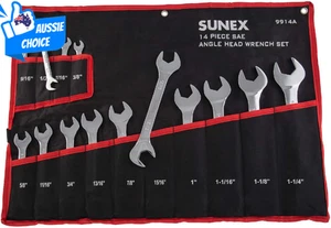 Angled Wrench Set 14-Piece 3/8 to 1-1/4 Inch Heavy Duty Mechanics Tool - Picture 1 of 6