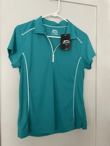 Slazenger Women’s Golf Shirt NWT Teal Green Hydro-dri UPF 30 Size M REALLYNICE! - Picture 1 of 11
