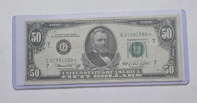 👀 RARE * 1974 STAR NOTE US $50 DOLLAR BILL = Low Serial # Error Replacement - Image 1 of 3