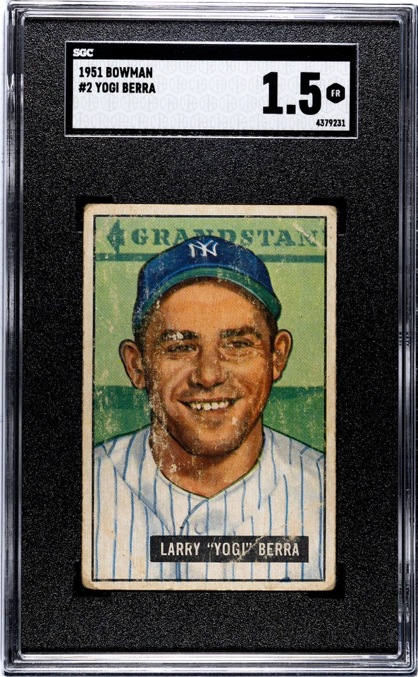 1951 Bowman YOGI BERRA New York Yankees #2 SGC 1.5 Fair Condition - Image 1 of 2