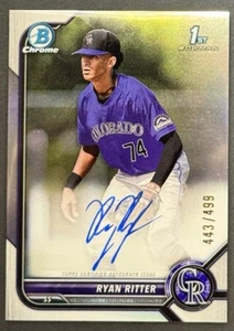 2022 Ryan Ritter Bowman Draft Chrome Refractor Auto 443/499 Rockies - Bild 1 von 1