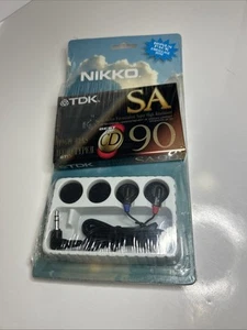 VTG Nikko Earbuds w/ Extra Ear Cushions & TDK SA90 Audio Cassette Tape (Blank) - Picture 1 of 3