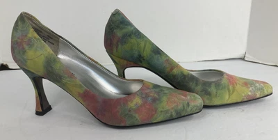 Tacones de cuero vintage coloridos Bellini Tamesis punta cuadrada en relieve talla 6,5 M Foto 1 de 4