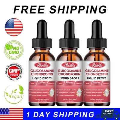 Gotas de glucosamina condroitina 3 botellas 2000 mg MSM + gotas tuméricas soporte articular Foto 1 de 4