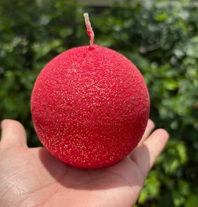 Juego de 12 velas bola de terciopelo rojo dorado brillo - 3" decoración de boda, Dinamarca - Imagen 1 de 5