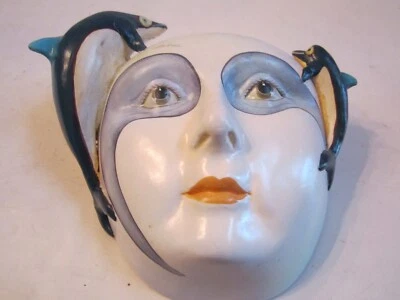 J. LUIS PEREZ DESIGNER DECORATIVE CERAMIC FACE MASK WOMAN DESIGN WITH DOLPHINS  - Image 1 of 4