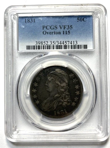 1831 Capped Bust Half Dollar PCGS VF35 O-115 R4 Cover