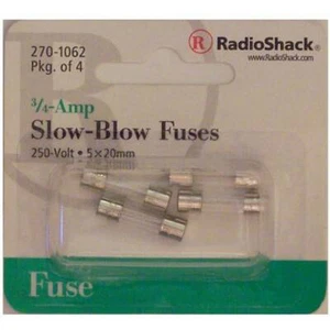 Slow-Blow 3/4-Amp 250 Volt GMA-Type Glass Fuses 5x20mm 0.75 Amps 3/4A 250V 4/PK - Picture 1 of 1