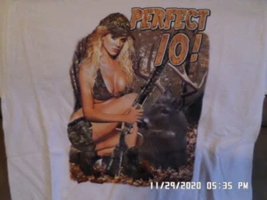 NEW T-Shirt: Perfect 10! w/ Buck & Sexy Blonde Hunting (White) Small - Picture 1 of 2
