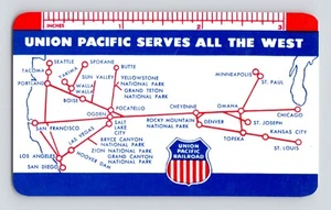 Vintage 1954 Union Pacific Railroad Serves All The West Plastik Kalenderkarte - Bild 1 von 2