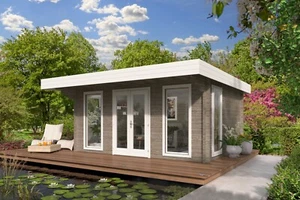 44 mm modernes Gartenhaus ISO 500x385 cm Pultdach Gerätehaus Holzhaus Schuppen - Bild 1 von 5
