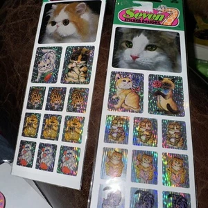 Twin Seven Pegatinas Designs De Colección Años 90 Gatos Holográfico - Imagen 1 de 4