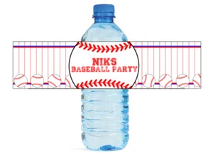 Baseball Party Water Bottle Labels Great for Birthday party Little League Events - Picture 1 of 5