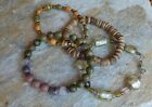 Lot Of 4 Bracelets, Natural Stone, Glass, And Other Bracelets Jewelry