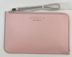 NWT Kate Spade Staci  Medium L-Zip Leather Wristlet Wallet Light Rose