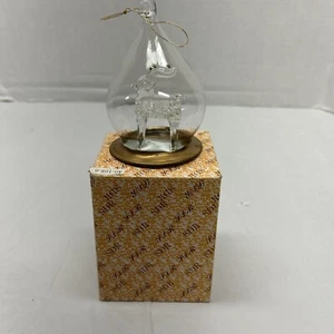Spun Clear Glass Reindeer in Glass Ornament Gold Tipped Accents Ornament - Picture 1 of 6