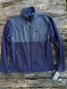 New Balance men's small full zip fleece soft shell jacket navy two tone blue - Picture 1 of 5