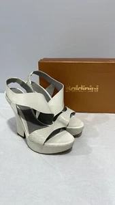 Baldinini Italy size 38 size 7.5 high platform sandals white snakeskin texture - Picture 1 of 17