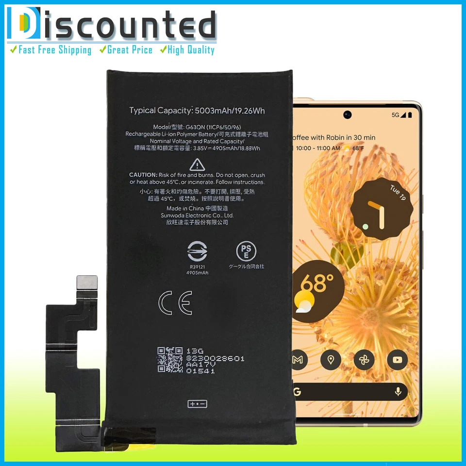 Replacement Internal Battery For Google Pixel 6Pro G63QN (1ICP6/50/96) 4905mAh